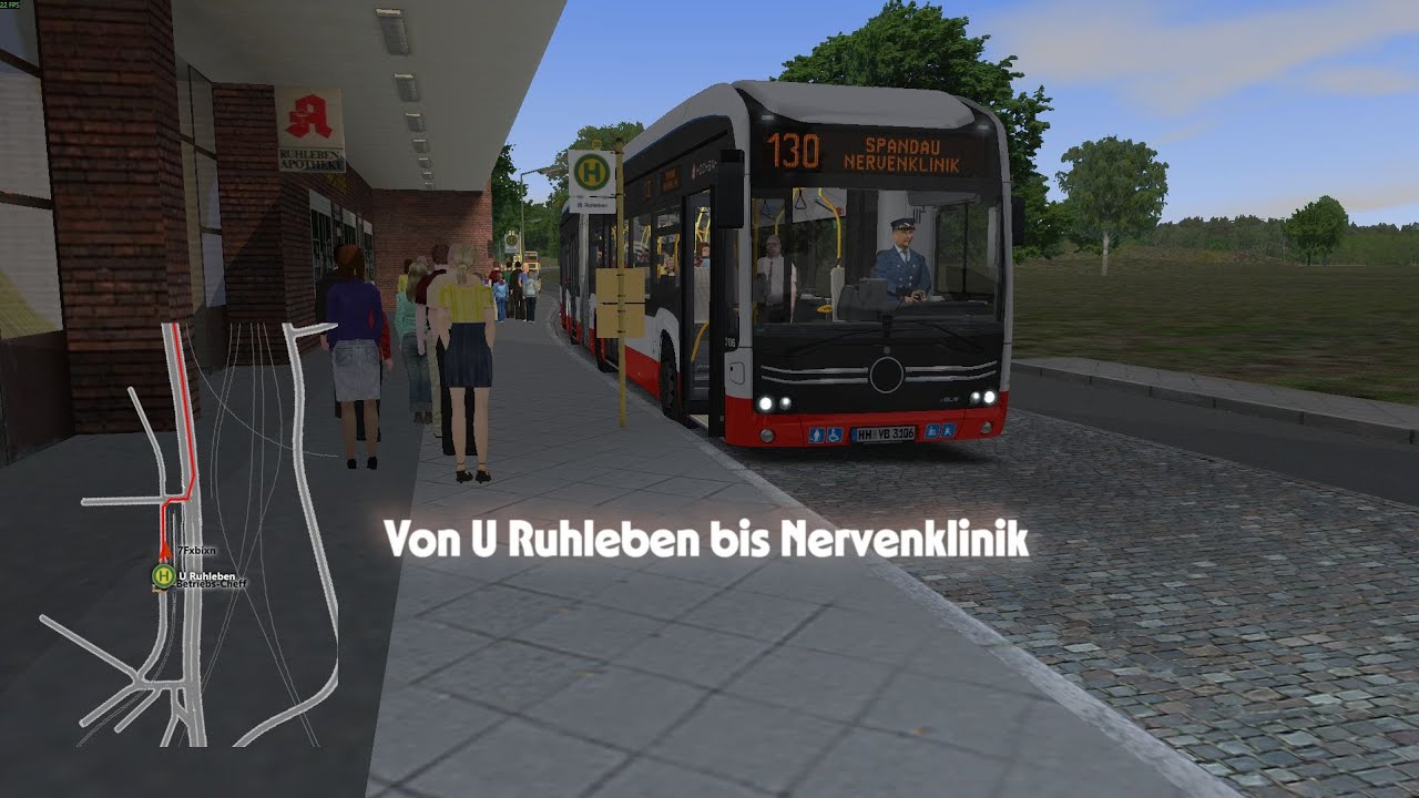 OMSI2 mit OmniNavigation - U Ruhleben - Nervenklinik - 130 - Am frühen Abend fahren - mit Verspätung