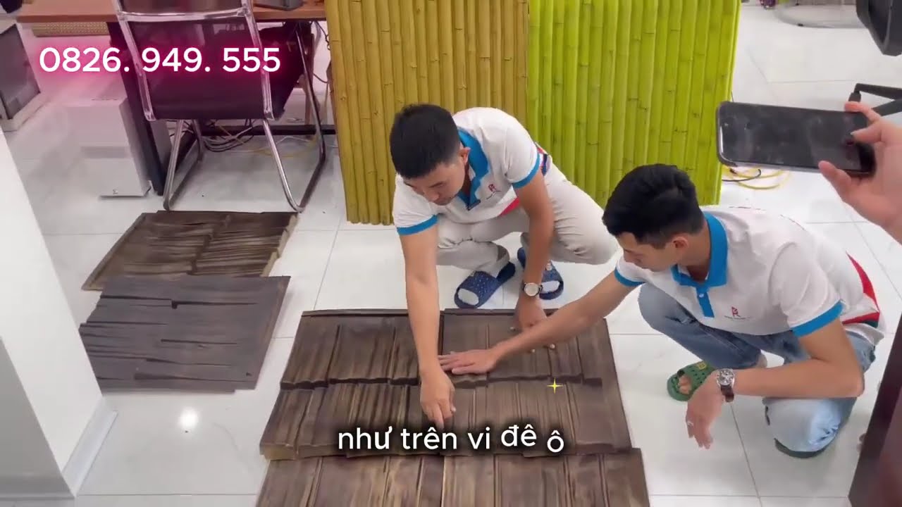 Hưỡng dẫn chi tiết thi công tấm ôp pơ mu nhân tạo / Thùy Linh rơm nhân tạo / 0826.949.555