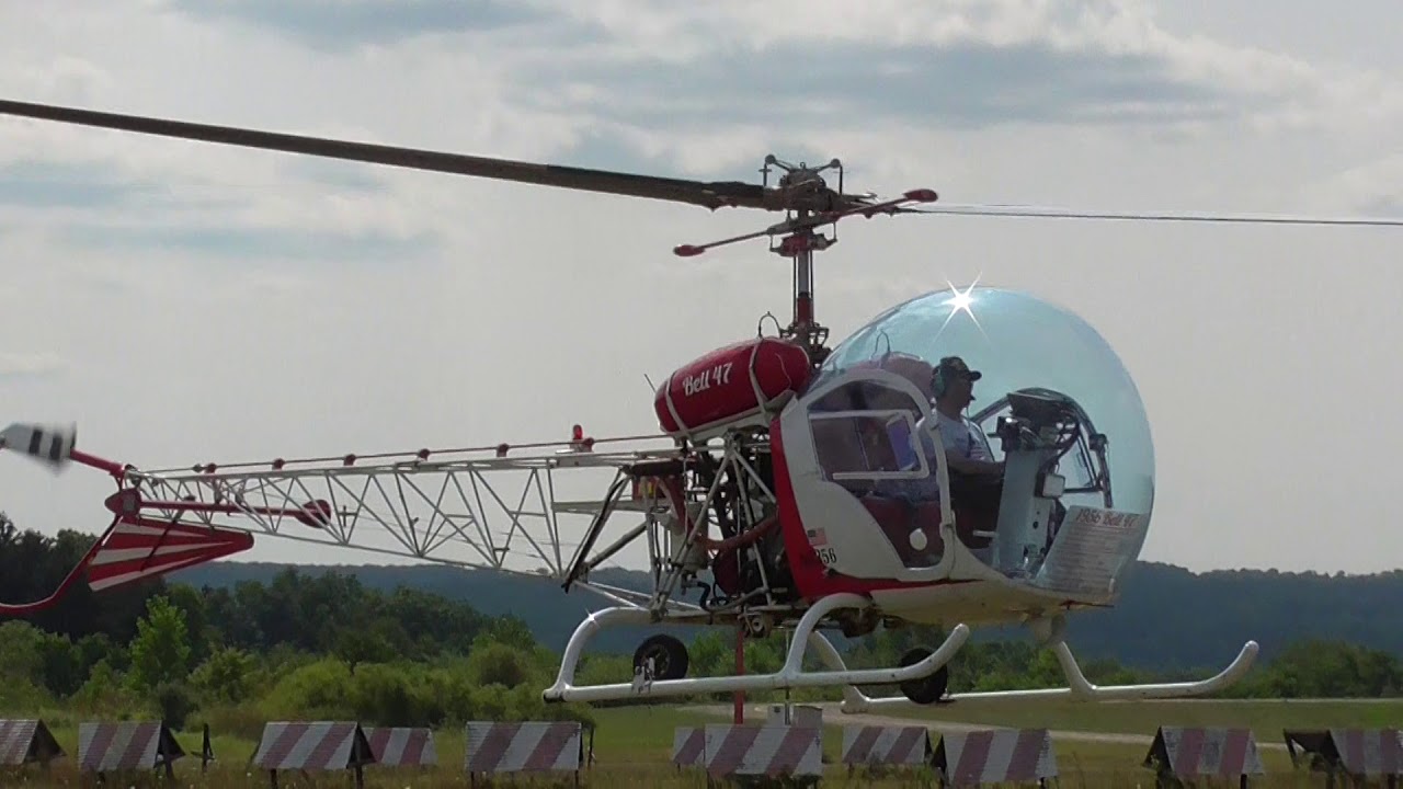 Bell 47 G-2 Helicopter Full Sound Engine Start Take Off Old School, Old Skool, Classic, Aviation.