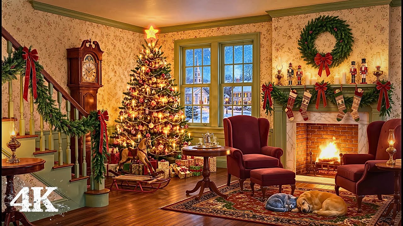 Warm Christmas in a Nostalgic Home | Light Up Your Whole Spirit with Crackling Fire & Snow Whispers