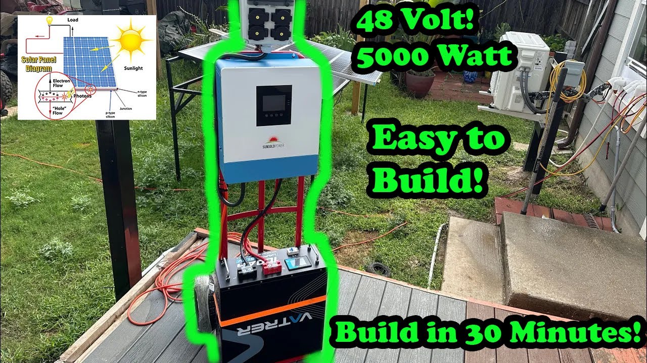 DIY Solar Power Cart Build! 5000 watt, 48 Volts, Portable, Powerful, Easy To Build!