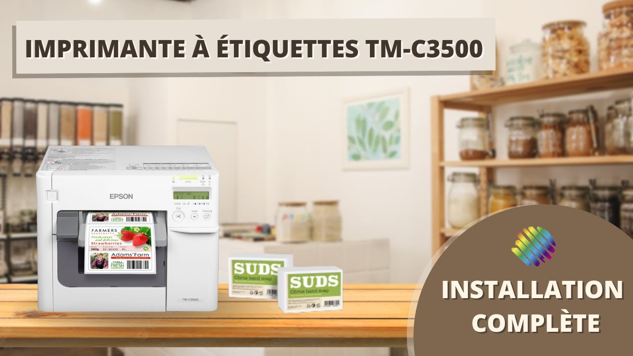 Imprimante à étiquette EPSON TM-C3500 - Installation complète