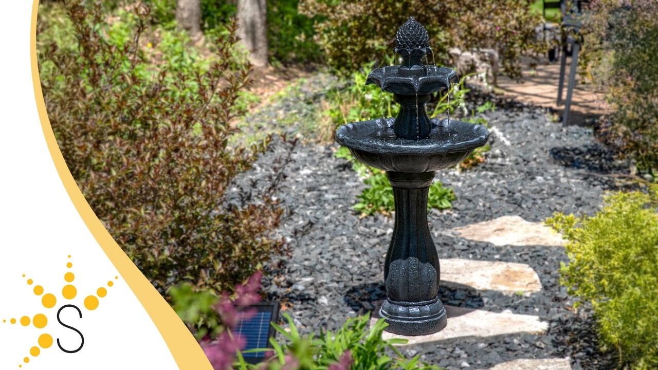 Sunnydaze 2-Tier Pineapple Solar Fountain with Battery Backup - AMP-F921 PARENT
