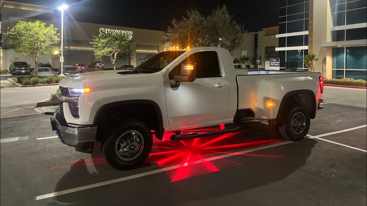 Installing Watermelon Lights  🍉✨ #truckingtendencies #babydually #silverado