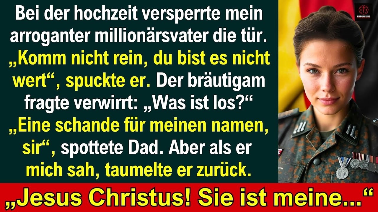 Mein Vater verspottete mich auf der Hochzeit – bis der Bräutigam mich als seine Generalin salutierte
