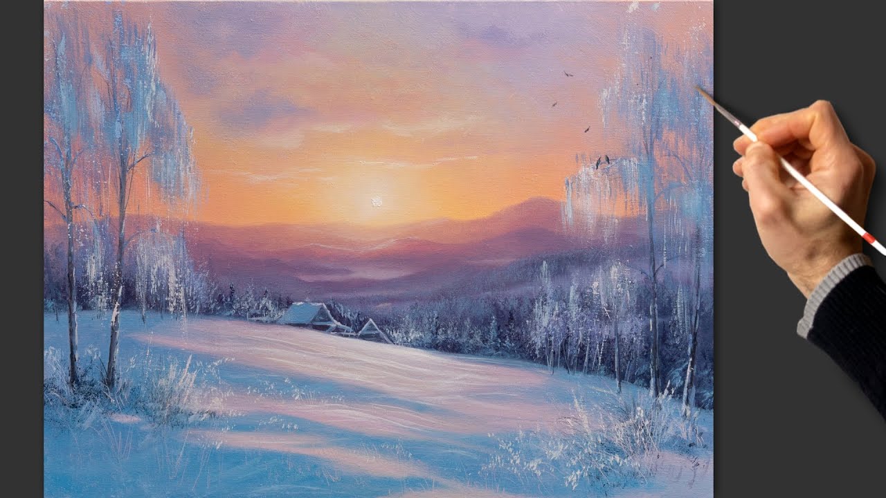 ❄️ Зимний вечер ❄️ Рисование акрилом. Искусство. Живопись #ART