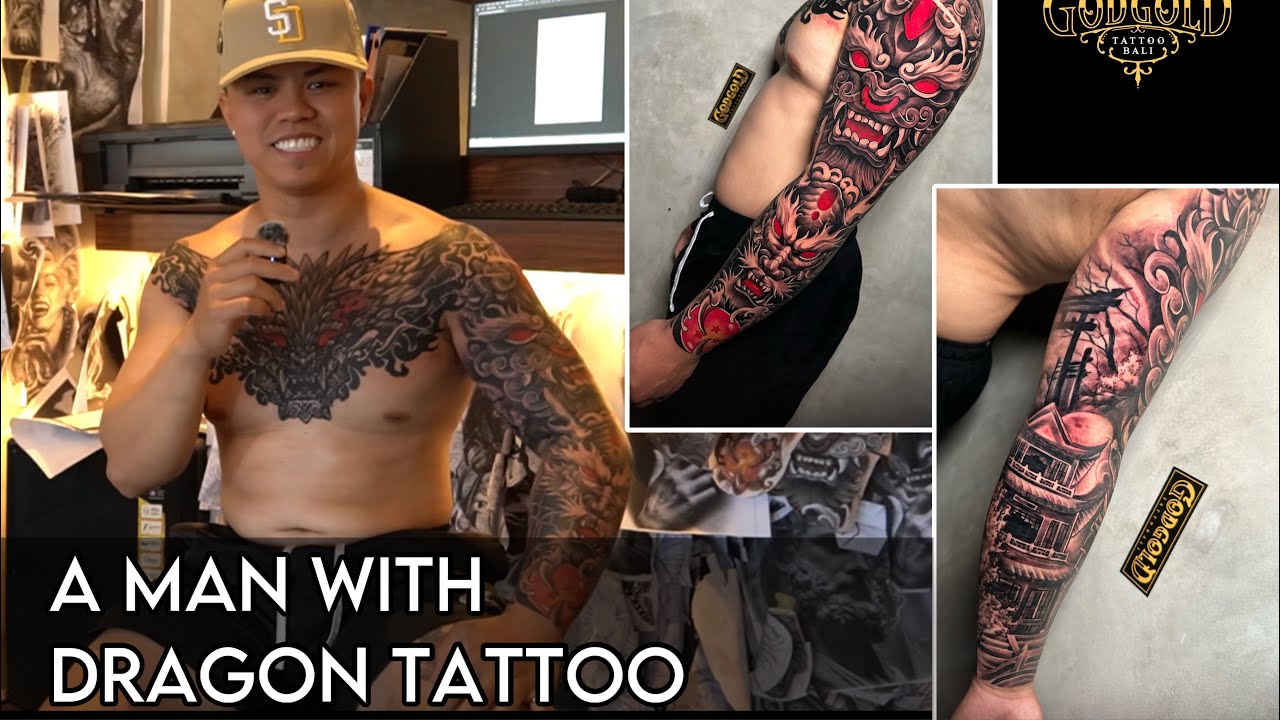 A MAN WITH DRAGON TATTOO!! @godgoldtattoobali