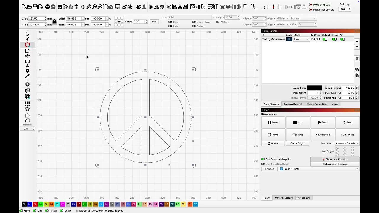 Using the scissors tool in LightBurn