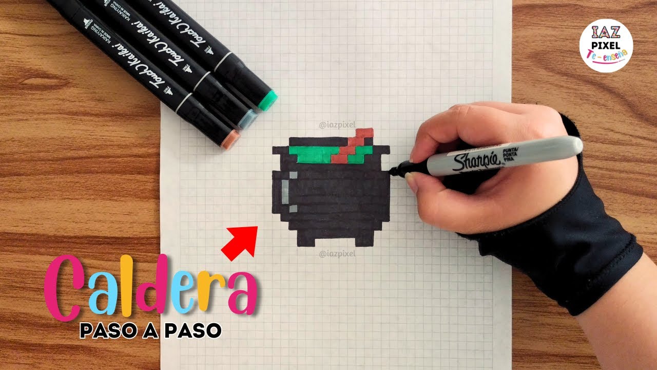 Como pintar un CALDERO DE BRUJA en PIXEL ART &ndash; Tutorial paso a paso #bruja #brujas #caldero