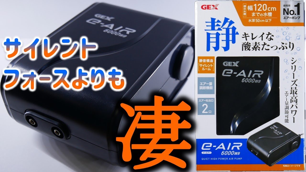 【エアーポンプ】初心者セットで付いてくるこのシリーズは、滑らかダイヤルに、フォース並みの低振動＆静音性で驚いた。GEXイーエアー6000WB【ふぶきテトラ】