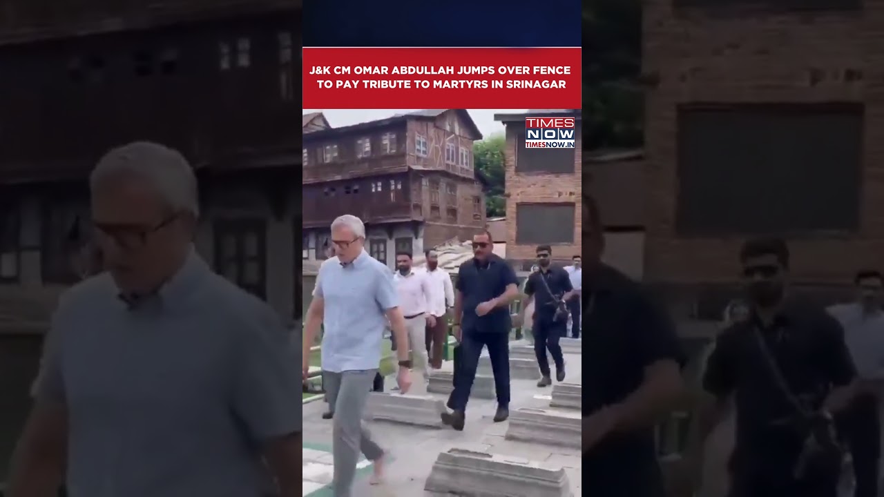 WATCH: J&K CM Omar Abdullah Jumps Over Fence To Pay Tribute To Martyrs In Srinagar 