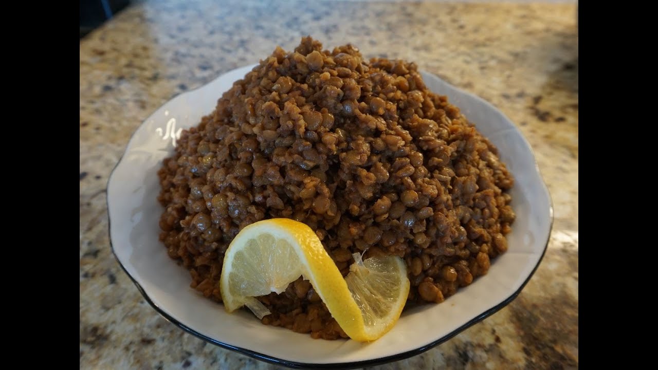 Mjadra Hamra   Lentilles à l'oignon caramélisé