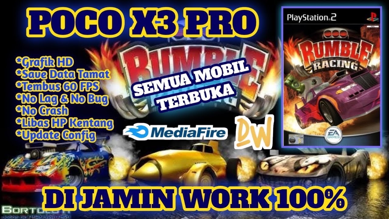 NOSTALGIA LAGI LUR !! DOWNLOAD GAME SERU RUMBLE RACING VERSI AETHERSX2 TEMBUS 60 FPS SAVE DATA TAMAT