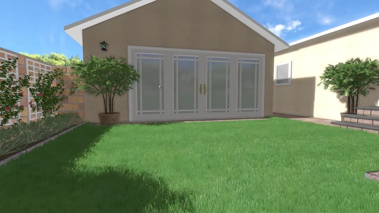 Culver City, CA. New driveway. Front sod middle turf with drought tolerant plants.