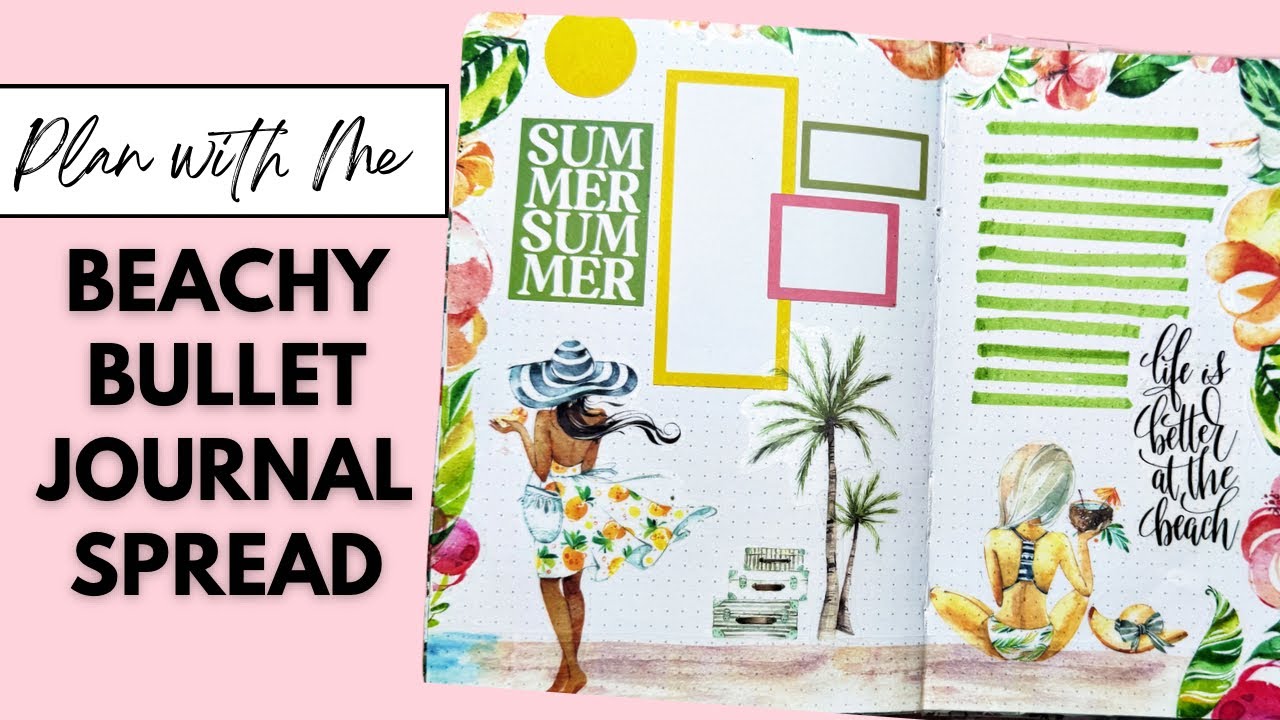 PLAN WITH ME | BEACHY BULLET JOURNAL SPREAD | THE HAPPY PLANNER
