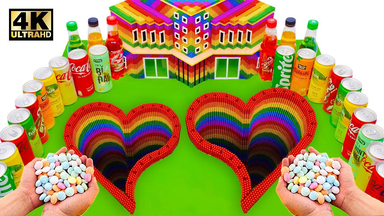 Как сделать 2 отверстия в форме сердца из LEGO, а также сравнение Fanta, Mountain Dew, Coca-Cola ...