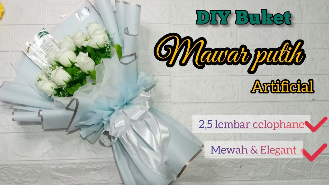 DIY buket mawar putih artificial | buket untuk segala momment