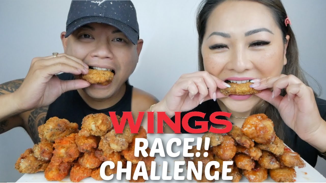 WINGS Race Challenge *Our First Race! Sweet Chili Thai, Buffalo and Salt & Pepper Wings Mukbang |N.E