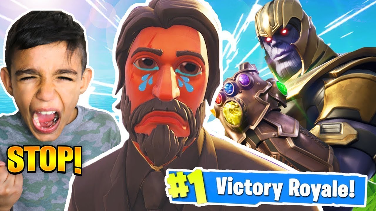THANOS Makes Little Brother RAGE On Fortnite! Fortnite Infinity Gaunlet Trolling!