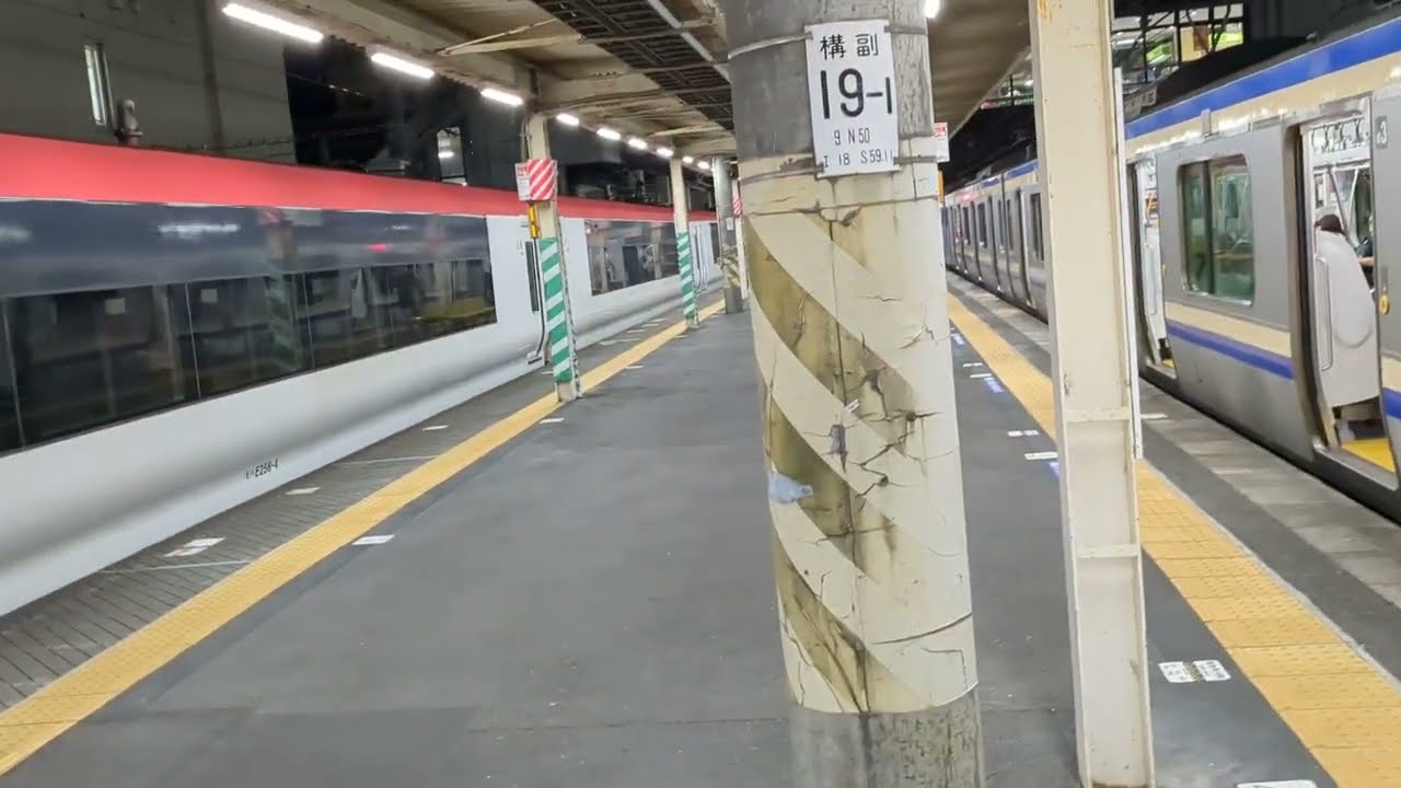 【佐倉駅停車のN’EX】横クラNe-004+Ne-010編成　成田エクスプレス51号成田空港駅行き入線と横クラJ-01編成　総武本線各駅停車成東駅行き　種別表示切り替え動作