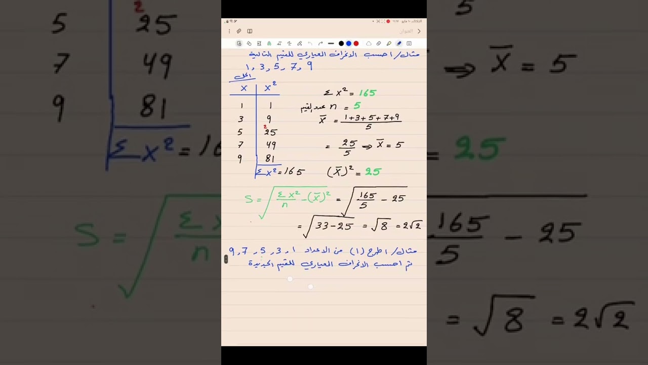 الفصل السابع/محاضرة 5/مقاييس التشتت/الانحراف المعياري/رياضيات الرابع العلمي/ غيداء طارق الشمري