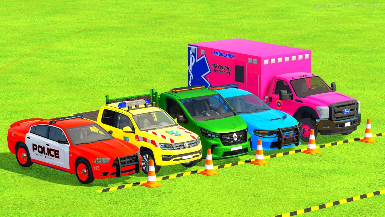 TRANSPORTING AMBULANCE, POLICE CARS & DODGE, CITROEN WITH MAN TRUCKS! Wilkins FS22