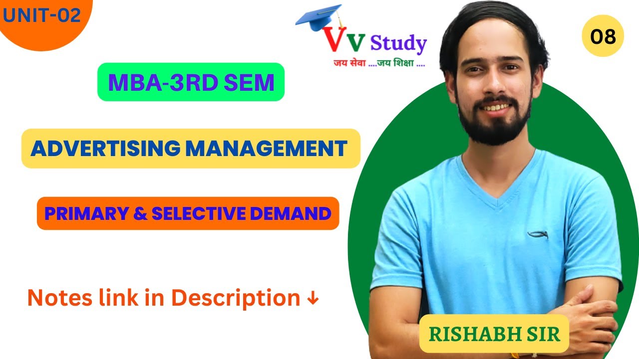 primary & selective demand || Advertising Management || unit 2 || 3rd sem || MBA @VvStudy
