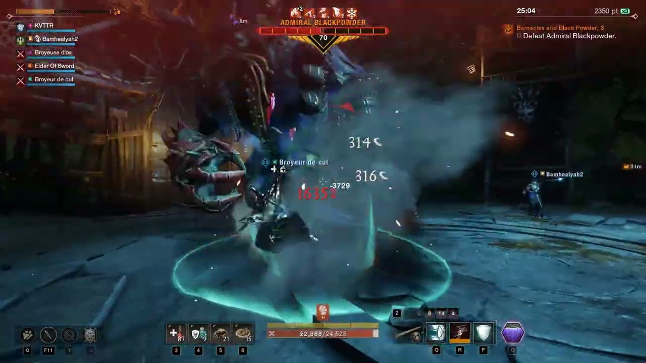 New World Aeternum. Admiral Blackpowder Boss. Barnacles and Blackpowder Dungeon M3. Tank POV.