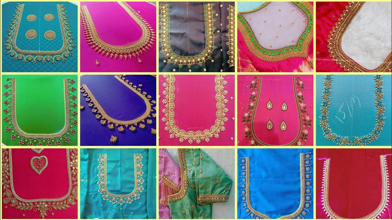 Trendy aari work blouse sleeves and neck designs/party wear aari work blouse / @radheradhe-1017 