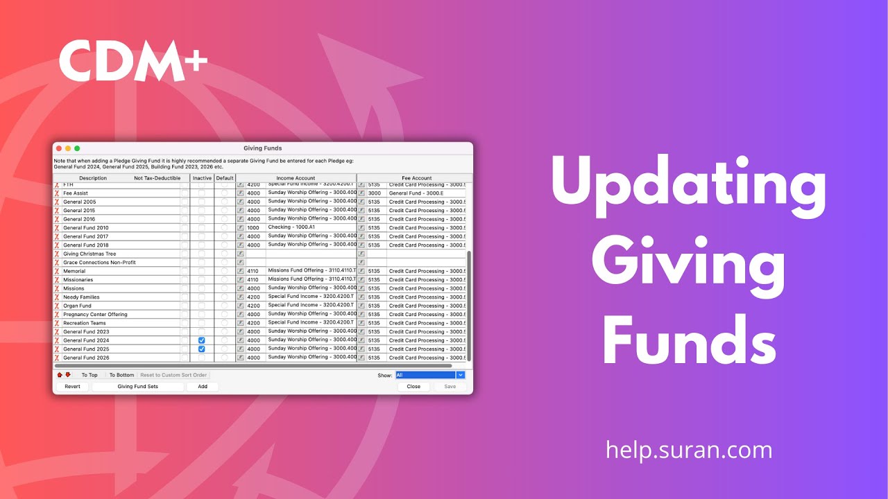 Updating Giving Funds in CDM+