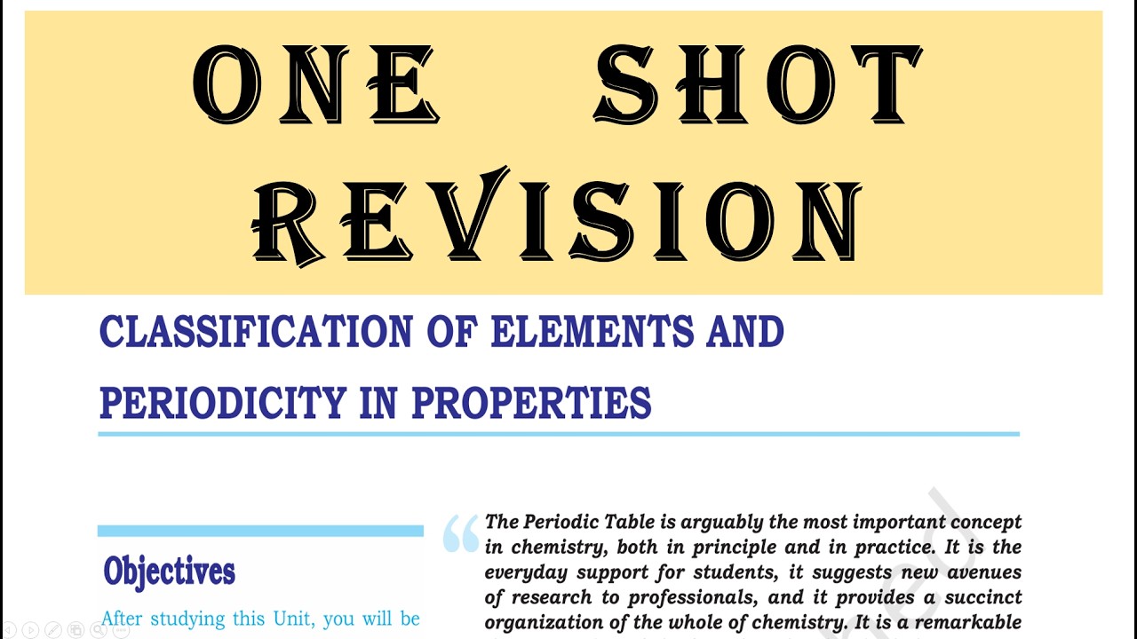 Class 11 Chemistry Chapter 3 🔥 One Shot Revision | Classification of Elements & Periodicity | NEET