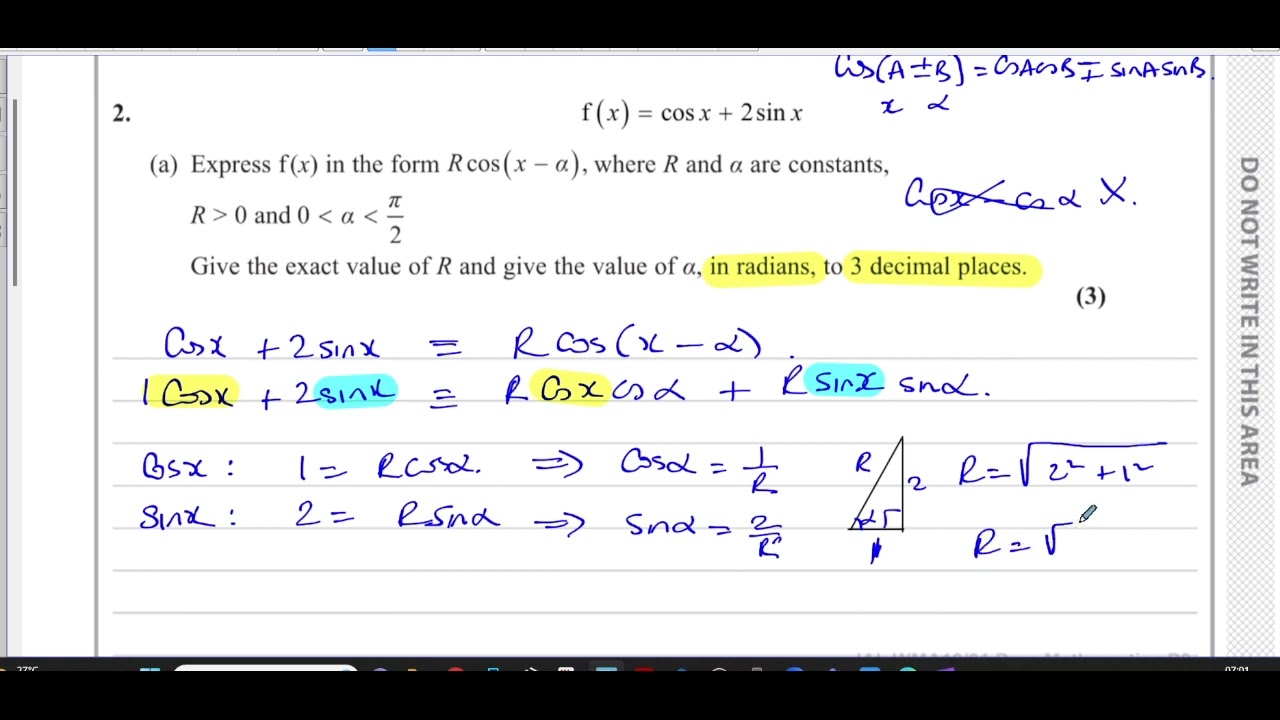 [8] WMA13/01 (Edexcel) IAL P3 January 2023, Q2, Trig Addition Formulae, Transformations of Graphs