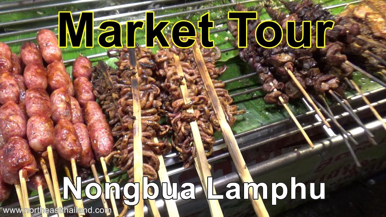 Tour of an all-day wet market in the middle of Nongbua Lamphu, Northeast Thailand