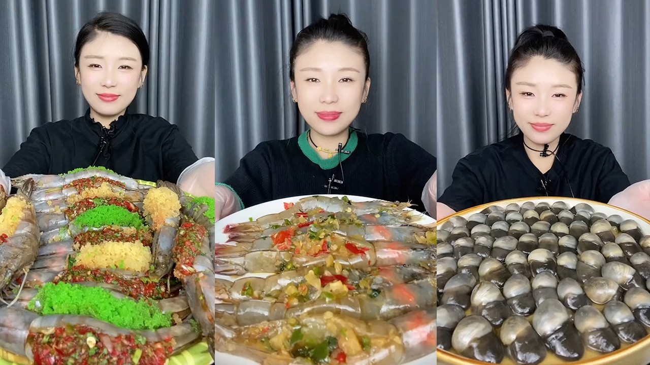 【MUKBANG】Fish roe stuffed shrimp + stuffed shrimp + snail meat🐟🐚🦐🍋🧄🌶#Seafood#ASMR#yummy