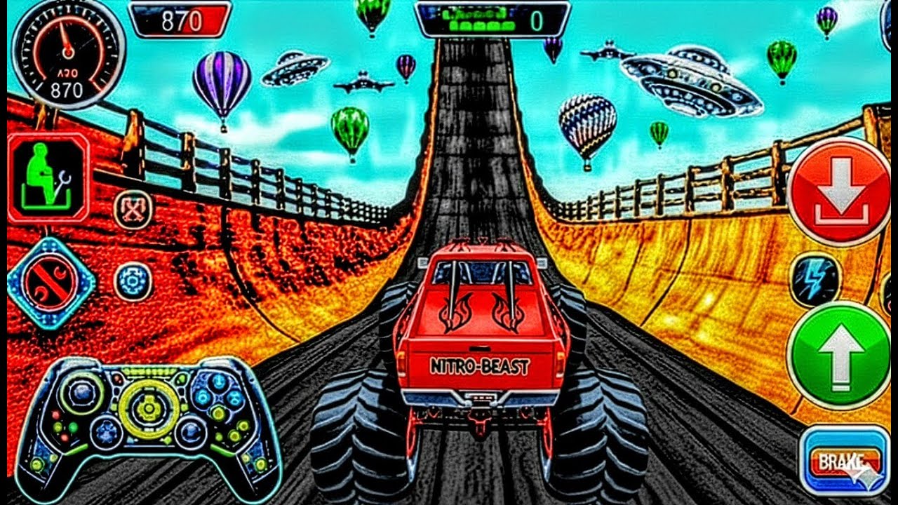 Monster Truck Jumping Over Cars 😱 Stunt Game Gameplay