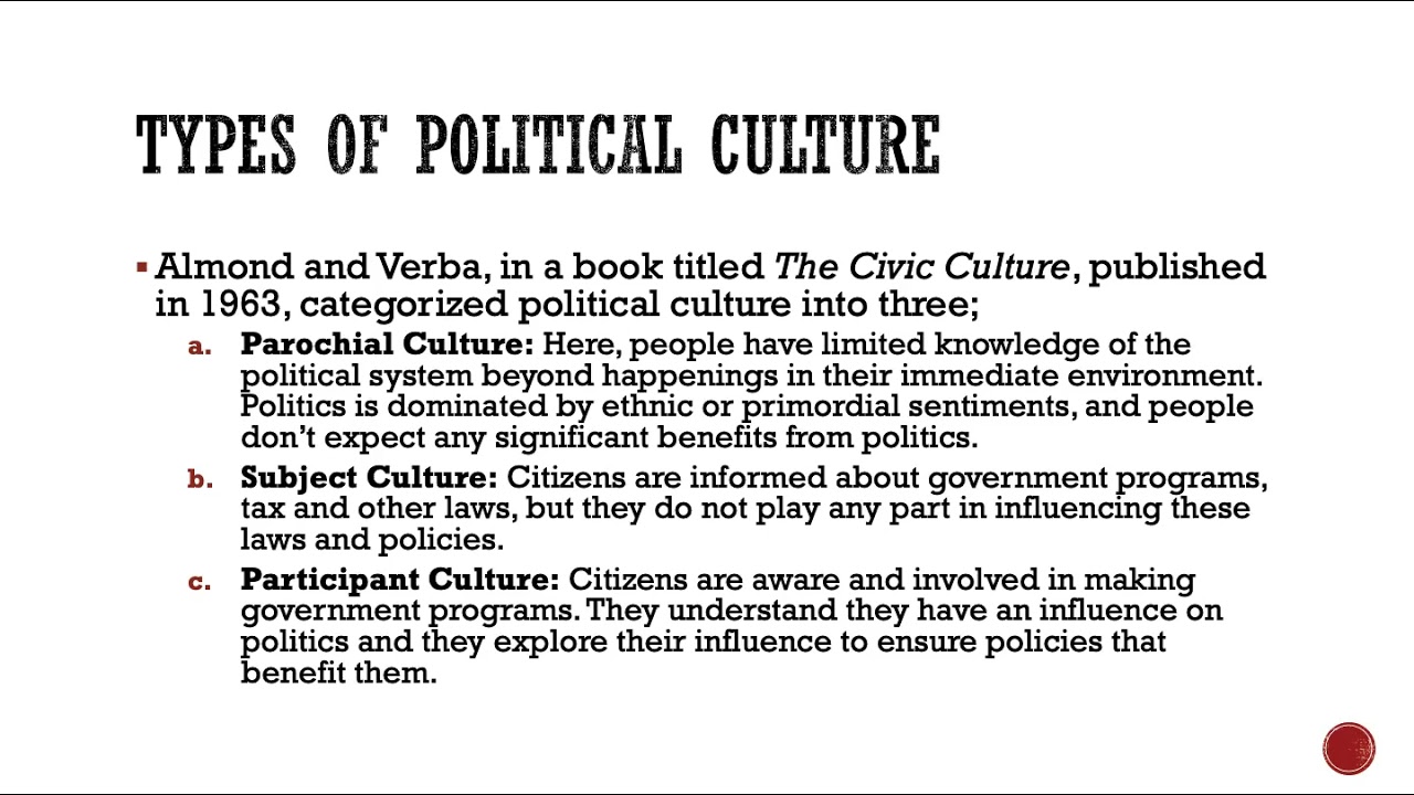 Political Socialization and Political Culture