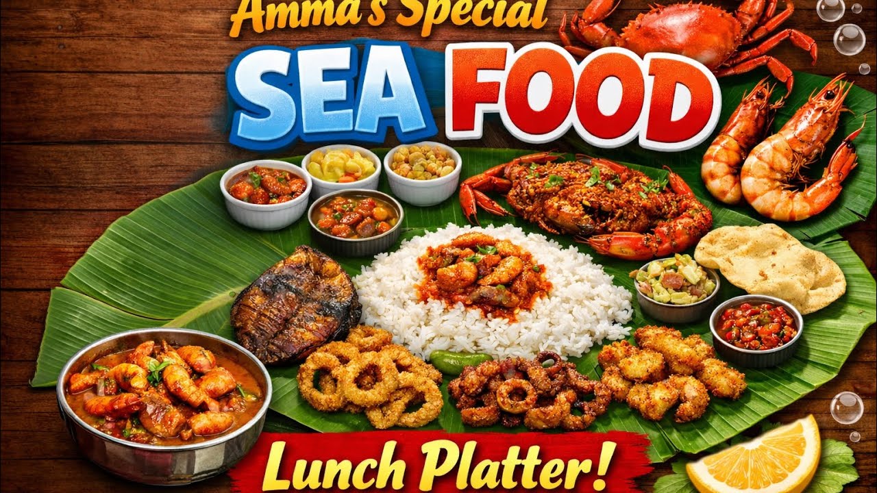 AMMA’S Seafood Lunch Platter 😍 | Fish 🐟 Prawn 🍤 | Home Food Vlog
