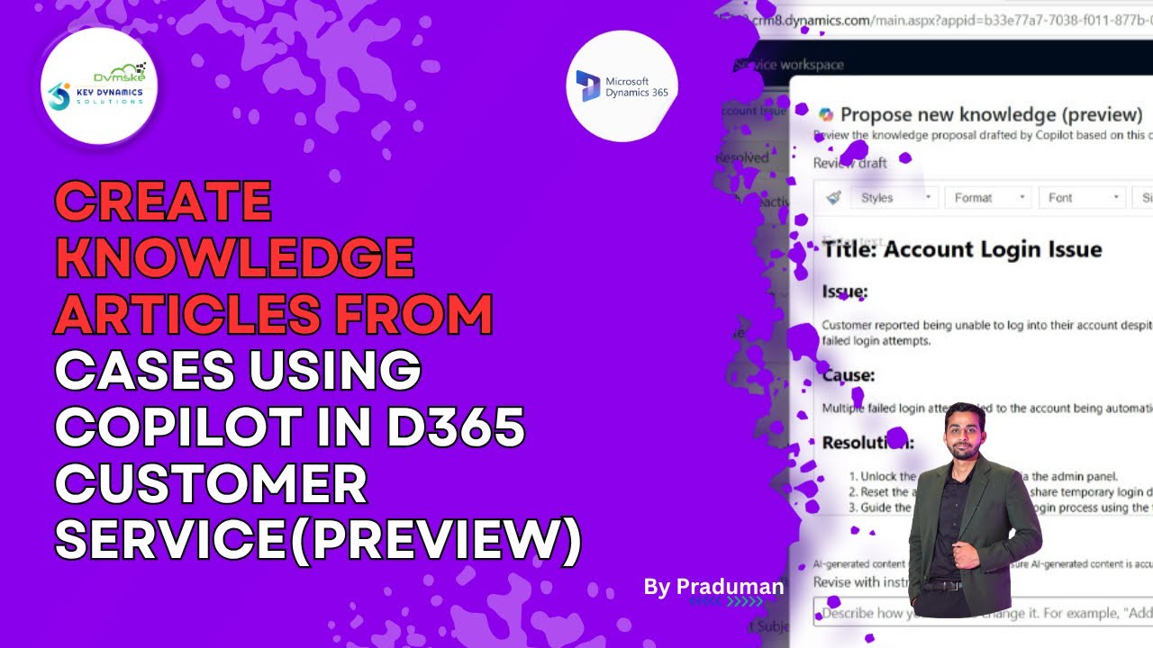 Как создавать статьи знаний на основе кейсов с помощью Copilot в D365 Customer Service (предварит...