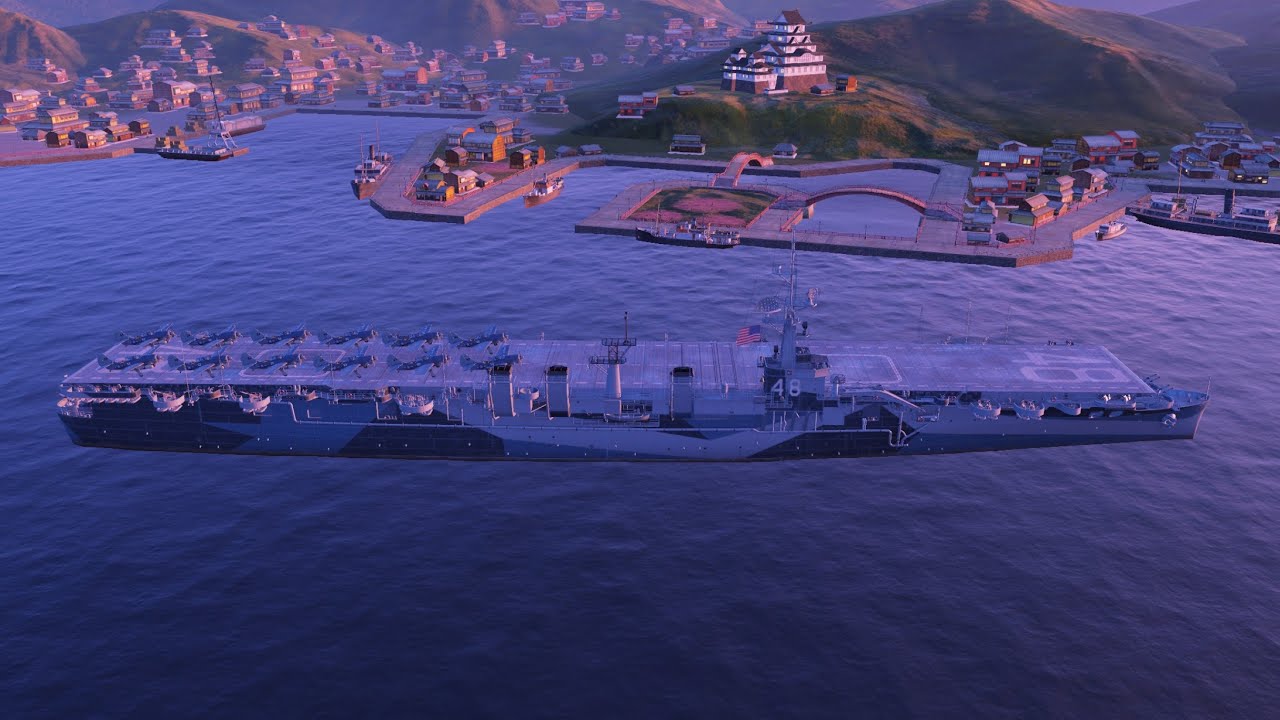 Saipan Tier 7 🇺🇲 premium aircraft carrier gameplay - World of Warships: Legends Mobile