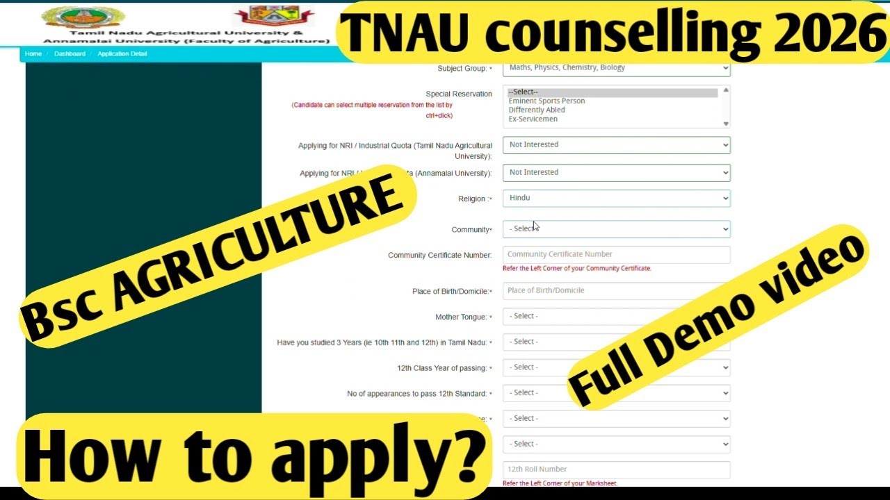 TNAU Counselling 2026 Full Process 🔥 How to Apply for B.Sc Agriculture Step by Step Tamil Demo video