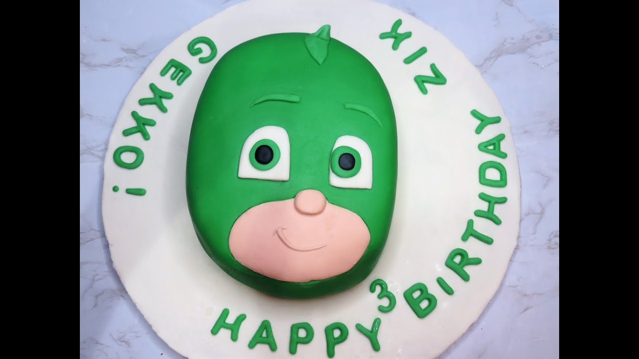 HOW TO MAKE PJ MASK GEKKO BIRTHDAY CAKE FOR KIDS AT HOME