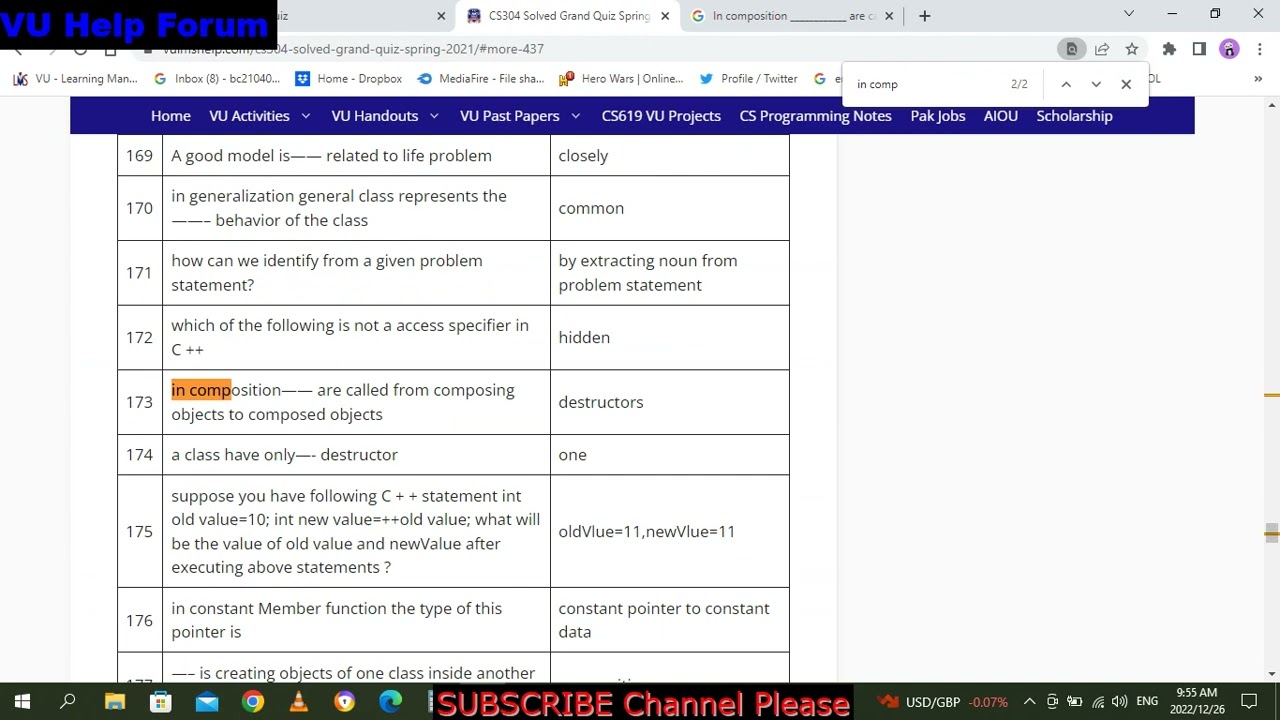 CS304 Quiz No2 Fall 2022||CS304 Quiz no 2022