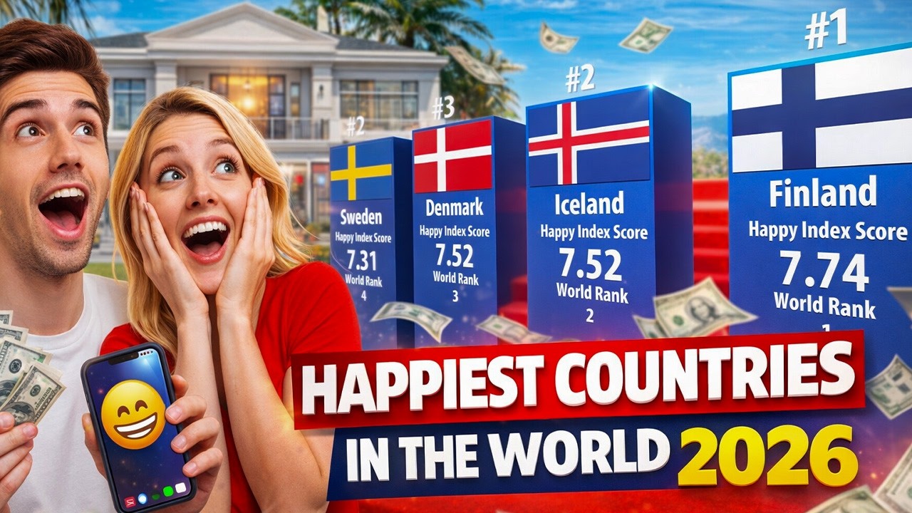 Happiest Countries by Country 2026 | Top 50 Countries 3D Data Visualization @dataviz13