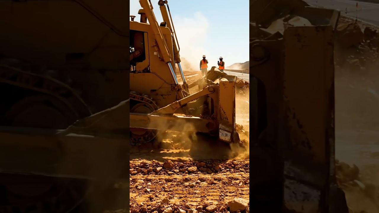 Powerful Bulldozer in Action: Earthmoving on a Grand Scale! 🏗️