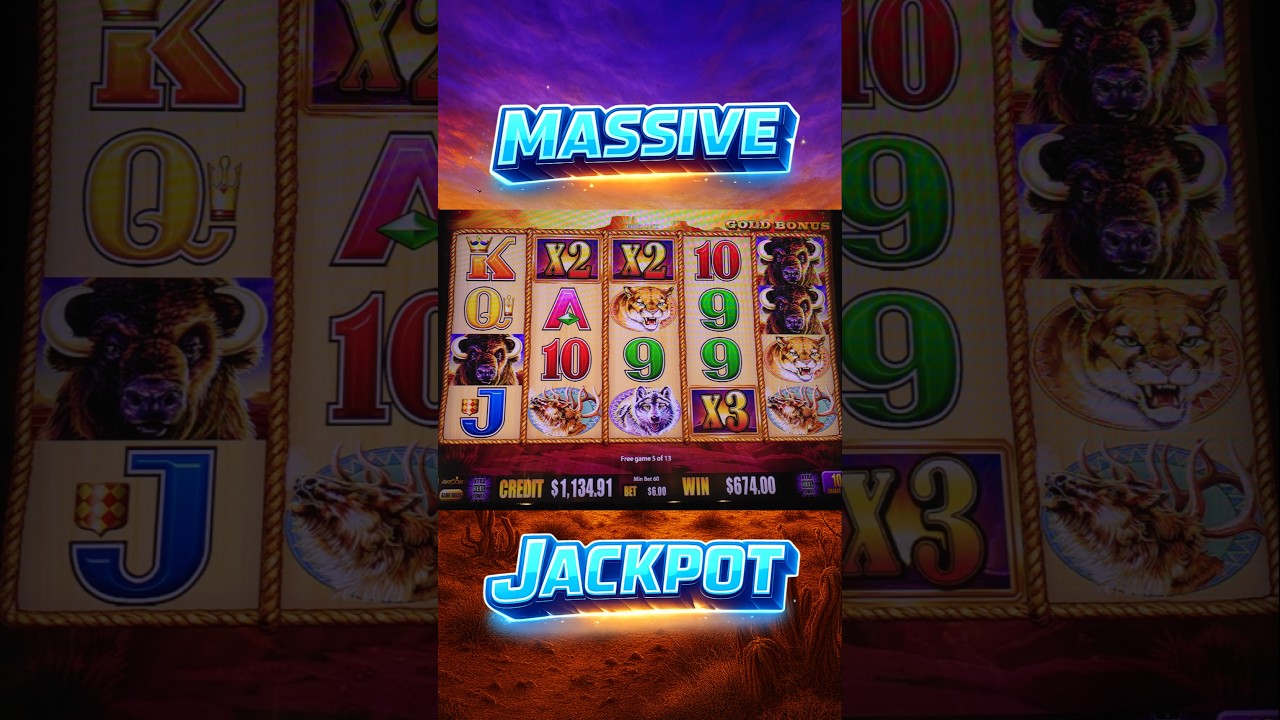 3 SUNSETS 3 TIMES!! MASSIVE JACKPOT on Buffalo Gold #shorts