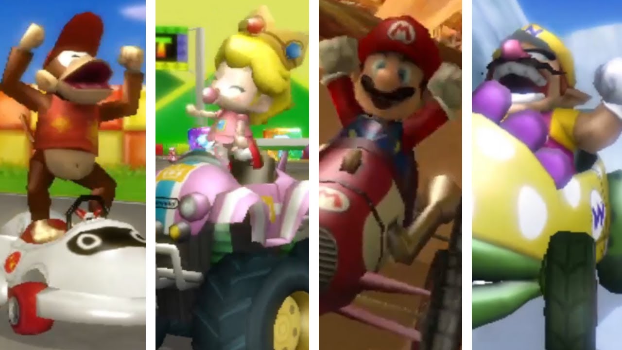 Mario Kart Wii - All Characters Winning Animations in VS Races (Karts)