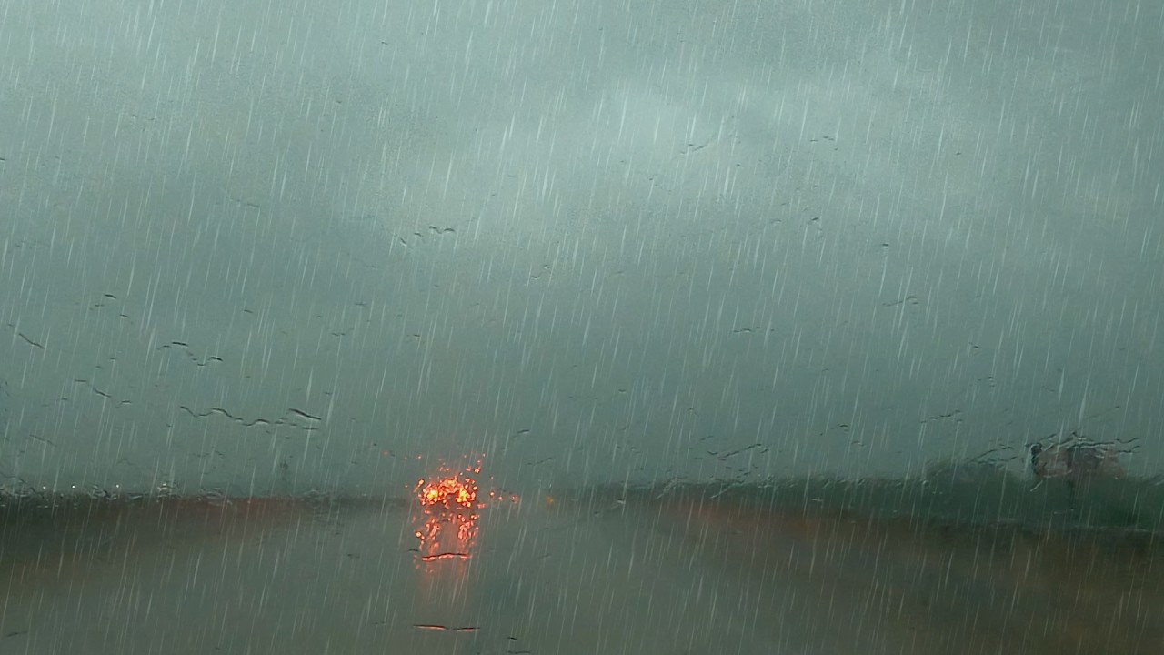Driving HEAVY RAIN for Sleep on Passenger Seat While I Drive