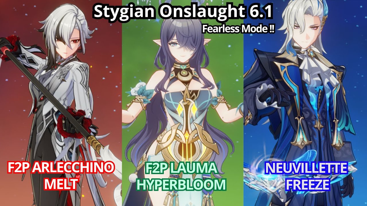NEW !! C0 Arlecchino & C0 Lauma & C0 Neuvillette - Stygian Onslaught Genshin Impact 6.1