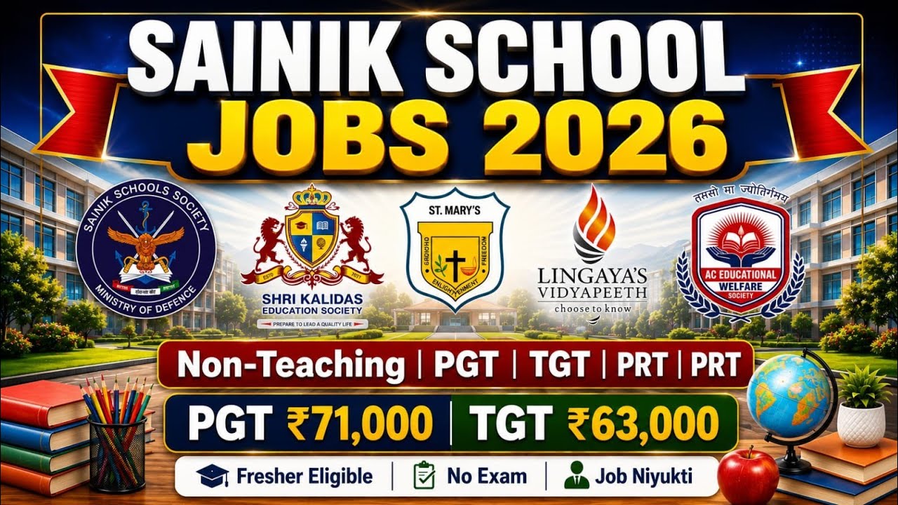 🔥 Top School Recruitment 2026-27 |  Sainik School Jobs| Teaching & Non-Teaching Jobs | PGT TGT|