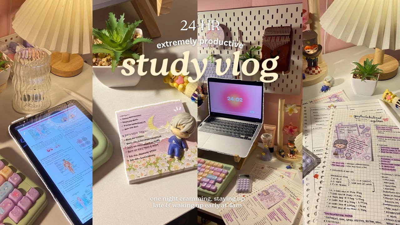 ‧₊˚🖇️✩ 24-часовой невероятно продуктивный видеоблог об учебе 📚 зубрежка, поздние подъемы и ранние...